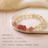 Bracelet en cristal de fraise naturelle à brin femelle de corde tressée poudre topaze corde de main de luxe légère fille