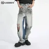 Herren Jeans Luzhen Double Men Denim Hosen High Street Farbe gepunktetes sitzend perforiertes schweres Industrie Männlich 2024 Sommer Mode 9c5739