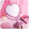 Europeisk retro stil dubbelsidig härlig sovsal sovrum skrivbord hjärtformad prinsessdressing spegel droppe frakt