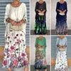 Casual jurken vrouwen ronde nek jurk bloemenprint maxi met meerlagig ontwerp retro o voor losse halve mouwen pullover