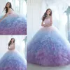 Jurkbal gelaagde jurken muliticolored quinceanera 2019 rokken sweetheart halslijn veter omhoog rug zoet 15 16 formele prom optochtjurk