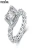 Vecalon Luxury Ring Full Pave Configuração 5A Diamante de Zircão 925 Sterling Silver Engagement Banding Banding para mulheres Presente7932001