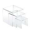 Jewelry Pouches Clear Acrylic Display Set Shelf Stand Holder Showcase Fixtures (3'' 4'' 5'')