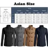 Trench Coats Men's Trench Coats Double Breasted Woolen Mens Mens British Style Fashion Slim Windbreaker Veste Solid Casual Business Stand Collar