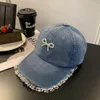 Ball Caps Koreańska wersja niszowej koronkowej dżinsowej czapki baseballowej Słodka i urocza trójwymiarowa Perl Bow Trendy Sport Hap Casquette