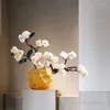 Vases Creative Ceramic Luxurious Vase Nordic With Irregular Yellow Color Home Living Room Office Garden Decoration Floral Organ 1Pc