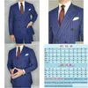 Costumes pour hommes Blazers Navy Blue Mens Cost 2 pièces Pantalon Blazer Double Breasted Papel Pinstripes Busin Modern Wedding Groom Co Dh4ol