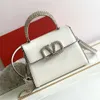 Taschen Kristall Dekorative Kalbsleder Handtasche Mode Metallkette Einzelne Schulter Messenger Bag Große Kapazität Kleine Quadratische Flut