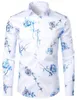 2024 Moda Mens Camisa Flores de Impressão 3D Botão de lapela superior Manga longa Camisa Estilos de festa de festa Design Camisetas confortáveis 240428