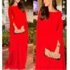 Round Neck Evening Dresses Long A Line Prom Dress Long Sleeve Formal Party Gown for Women