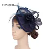 Wide Brim Hut Hut Hats Hats Ladies Sinamay Church Faszinator Hochzeit Hut Frauen Chapeau Cap Party Feather Damen Kopfbedeckung elegante schicke Stirnbänder Y240426