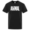 Fashion Animal Letter Print Men T-shirts Street Funny Mangas curtas soltas camiseta de tamanho grande