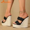 Sexy Club Queen Lady Sandals Plus Size Summer Wedge High Heele Slipper Dom