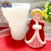 Świece Bożego Narodzenia księżniczka Model silikonowy do gipsowego czekoladowego mydlania świeca Forma 3D ręcznie robiona forma kremówka narzędzia dekoracyjne