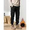 Men's Pants 2024 Multi-Pockets Winter Cargo Men Fleece Liner Thick Warm Slim Fit Joggers Streetwear Casual Cotton Thermal Trousers