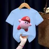 T-Shirts Kinder Kirby Superstar T-Shirt Set für Kinder und Mädchen Cartoon T-Shirt Anime Sommer Jungen Kleidung Mädchen O-Neck Kurzarm Giftl2404