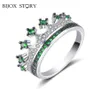 Bijox Story Classic Crown -vormige Emerald Gemstone Ring 925 Sterling zilveren fijne sieradenringen voor vrouwelijke bruiloftsbelofte 5904946