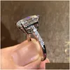 Anneaux de bande Sterling Sier créé Emerald Cut Diamond Mariage Engagement de mariage Cocktail Femmes Moisanite Fine Bijoux Drop Livraison DHP0U