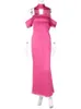 Vestidos de pista Dulzura Satin Off Shoulder Long Dress para mujeres Fiingcon Sexy Party Fiesta Cumpleaños ropa de noche Summer MAXI Vestido al por mayor Y240426