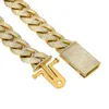 Moissanite Prong Miami Link -ketting ketting 14k geel goud vermeil over vaste 925 zilveren diamanten ketting diamant Cubaanse ketting