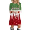 Günlük elbiseler çizgi film elk elbise kadın sevimli Noel kar tanesi akşam kış uzun kollu mini moda parti yıl üst