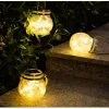 Decoraties 30 LEDS Solar Night Light Crack Ball Glass Jar Wens lichte buitentuinboom kerstdecoratielamp zonder glazen boot