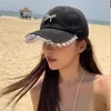 Ball Caps denim Pearl Bow Kont Baseball Cap Koreaanse Y2K Sweet Lace Hip Hop Hat Designer UV Sunscreen Beach Zomeraccessoires