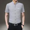 2023 Homens de verão Camisa de manga curta Stand Oxford Fashion Dress Dress Business Camisetas masculinas Man Brand Roupas Camisachemise 240419