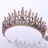 Tiaras barokke vintage kristallen bladeren tiara kroon voor vrouwen feest bruids prinses koningin blauwe strass kroon haarjurk sieraden