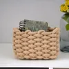 Nordic Cotton Corde tissé petit panier de rangement rectangle Rectangle Dessert Stramis Make Up Organizer Decor Home 240415