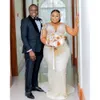 بالإضافة إلى Aso Ebi Oct ArgiC Size Ivory Mermaid Weddered Heeded Sequed Lace Bridals Dress Zj033