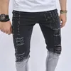 Herren Jeans Street Männer Stufe Löcher Schlanke Stretchbleistifthosen Mode männliche Distressed joggen lässige Denimhose