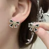 Stud Earrings Bohemian Rhinestone Black Bow Women Elegant Shiny Beads Ear Fashion Simple Bowknot Earring For Girls
