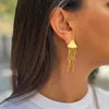 Boucles d'oreilles étalon en acier inoxydable étanche à la chute de méduse lisse en forme de méduse en forme de métal 18k couleur or bijou à la mode cadeau