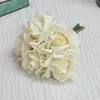Dekorativa blommor 5 huvud latex rose bukett verklig beröring konstgjord brud bröllop fest hem dekor bords tillbehör