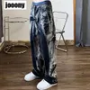 Jesienne modne spodni w stylu hip -hopowym spodnie dżinsy retro proste szerokie nogi spodnie luźne dżinsy harajuku streetwear 240424