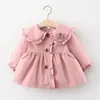 Casaco 2024 Primavera outono de outono coreano Cute Trench Long Baby Girls Coats Jackets Windbreaker Roupas Infantil Casas Crianças