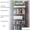 Depolama şişeleri kavanoz rafları duvar asılı buzdolabı yan raf organizatör mutfak buzdolabı rafı kağıt havlu tutucu ile damla şarküteri dhhad