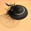Chapéus de aba larga Chapéus de balde mulheres elegantes Fedoras Fascinator Chap