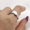 Trouwringen mode zilveren kleur roestvrij staal open ring voor vrouwen rhombus kruis hartgolf vintage sieraden cadeau grootte 8.5