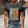 Koszulka Y2K dla mężczyzn Nienawidzę ludzi. Wiem graficzny z krótkim rękawem, swobodny ubrania uliczne Hip-Hop Street Paling Bear Cartoon Dad T-Shirtl2404
