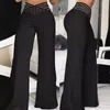 Женские брюки Женщины высокая эластичная талия широкая нога Летняя мода Негабаритная твердое танце