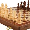 Schackuppsättning av toppklass Träfällning Big Traditionell klassisk handarbete Solid Wood Pieces Walnut Chessboard Children Gift Board Game 240415