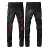 Fashion Street Mens Amiirii Jean 2024 Demin Purple Trench Jeans Patch Men Slim Legging Denim #886 Zipx