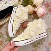 Casual Shoes Spring Lace Up Flat Bottom Canvas Sweet Student Board Flower 2024 Tassel Cute Thick Sole