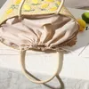 أكياس الكتف غير الرسمية مطرزة الليمون قش سلة حقيبة منسوجة نساء منسوج