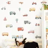 Hand Drawn Watercolor Cartoon Cute Vehicles Car Bus Wall Stickers for Kids Room Boys Nursery Decoration Decals 240426