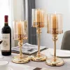 Ljus lyxiga klassiska metallljushållare Vintage Golden Candlestick Home Decoration For Wedding Candelabra Crystal Candle Holder