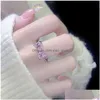 Ringas de banda 2024 Primavera verão verão fofo borboleta de arco rosa para mulheres meninas doces bowknot charme cristal cz zircon diamante designer de luxo dhayx