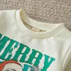 Kledingsets Luisterwind Kid Girls Pants ingesteld voor herfstletters Santa Claus Print Sweatshirt met Plaid Flare Christmas Outfit